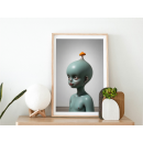 Sprout Mind – Minimal Surreal Mushroom Head Figure Wall Art Print