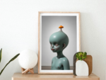 Sprout Mind – Minimal Surreal Mushroom Head Figure Wall Art Print