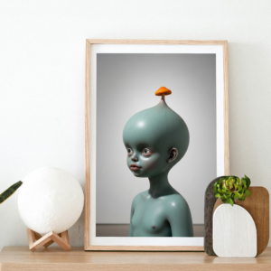 Sprout Mind – Minimal Surreal Mushroom Head Figure Wall Art Print