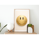Minimalist Gold Smiley Wall Art Print – Modern Positive Energy Artwork for Stylish Interiors