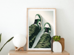 Green Sneaker Street Art Print – Modern Fashion Illustration Wall Art