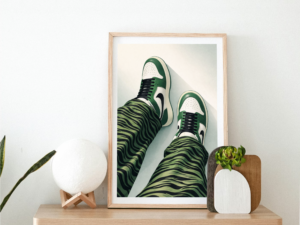 Green Sneaker Street Art Print – Modern Fashion Illustration Wall Art