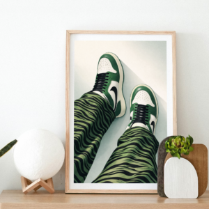 Green Sneaker Street Art Print – Modern Fashion Illustration Wall Art