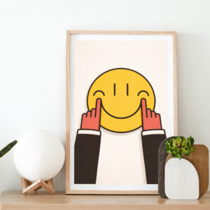 Passive Aggressive Smile Wall Art Print | Minimalist Dark Humor Illustration