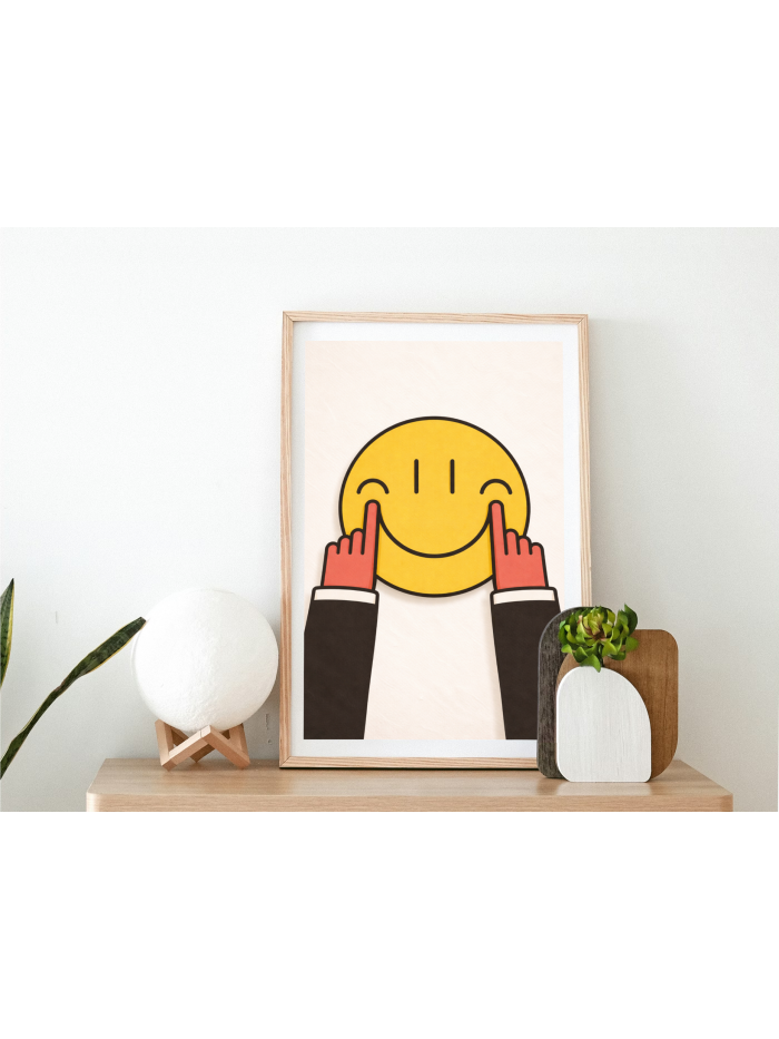 Passive Aggressive Smile Wall Art Print | Minimalist Dark Humor Illustration