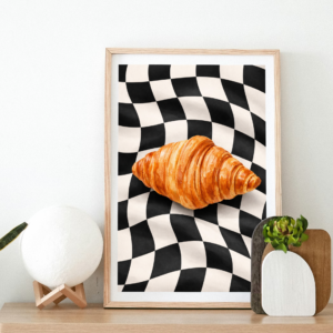 Croissant Optical Illusion Wall Art Print – Modern Food Illustration, Graphic Kitchen Decor