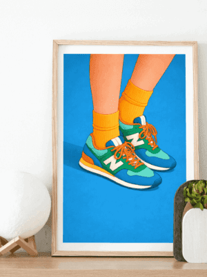 Colorful Sneakers Wall Art Print – Playful Fashion Illustration, Modern Lifestyle Decor