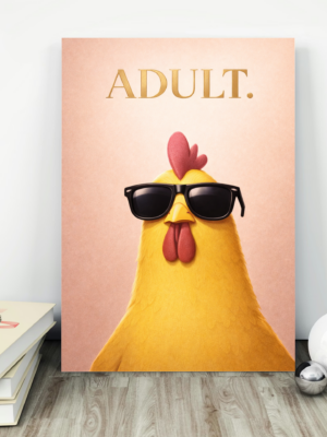 Adult Chicken Wall Art Print – Humorous Character Illustration