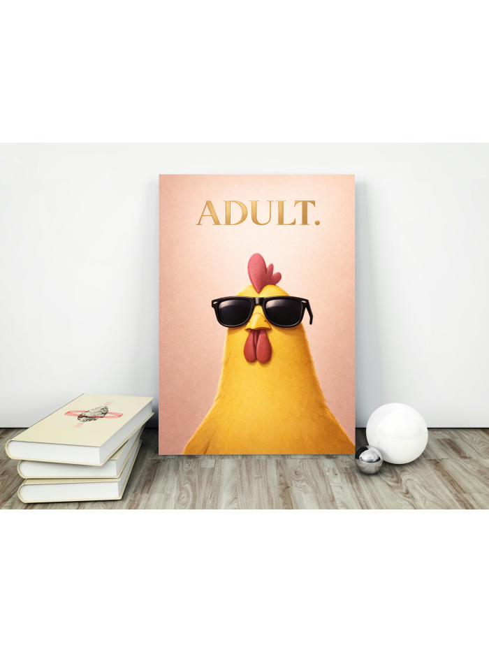 Adult Chicken Wall Art Print – Humorous Character Illustration