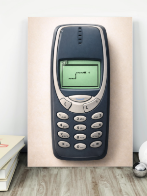 Monochrome Snake Legacy – Retro Mobile Game Minimalist Art Print