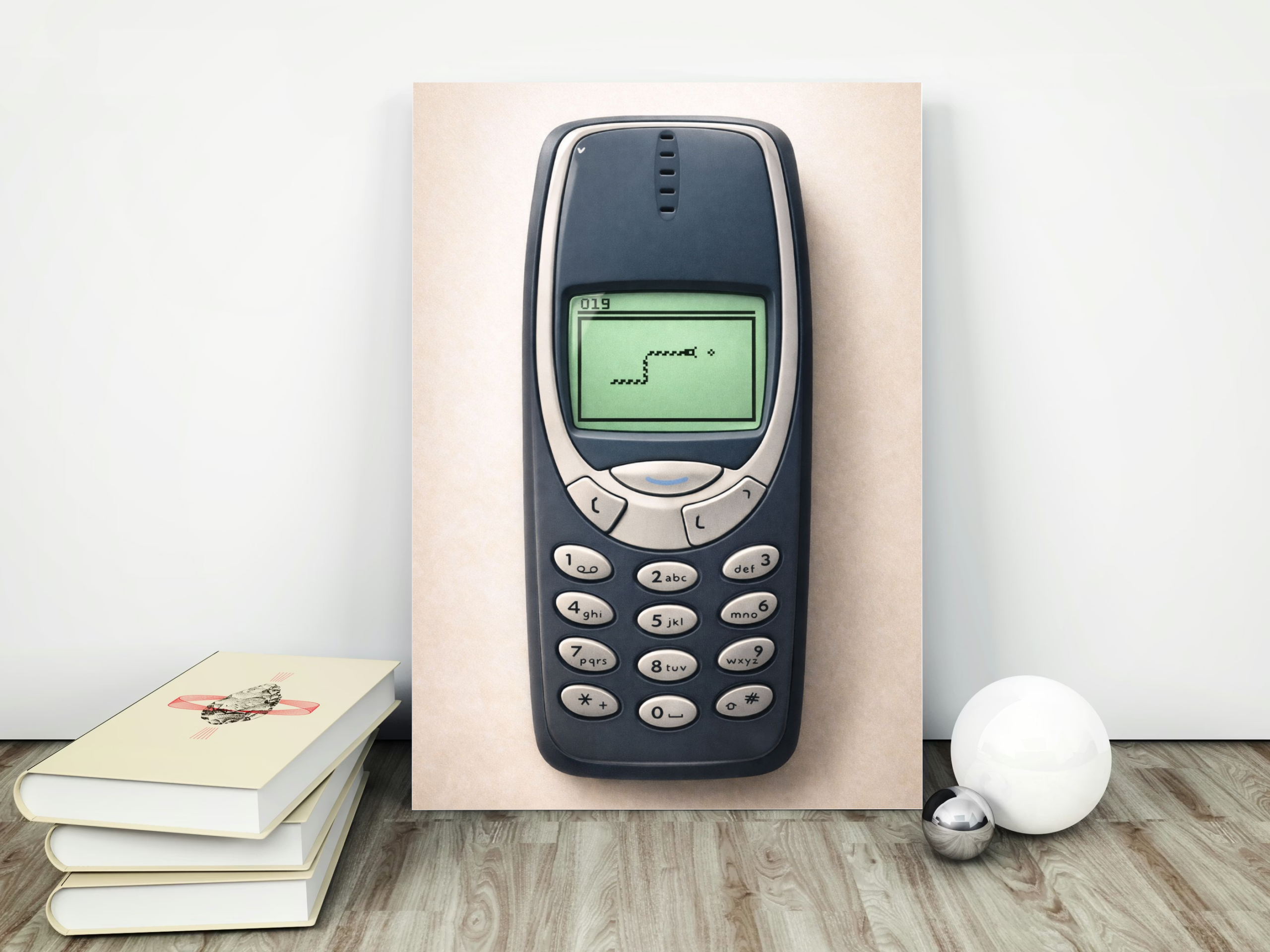 Monochrome Snake Legacy – Retro Mobile Game Minimalist Art Print