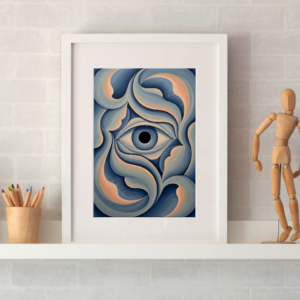 Abstract Eye Flow Blue Contemporary Wall Art Print