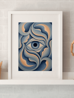 Abstract Eye Flow Blue Contemporary Wall Art Print
