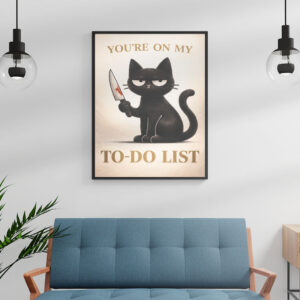 You’re On My To‑Do List Wall Art Print | Dark Humor Cat Illustration