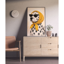 Fashion Dalmatian Wall Art Print | Chic Dog Portrait With Headscarf