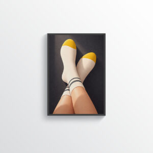 Yellow Socks Minimalist Wall Art Print – Modern Lifestyle Illustration, Cozy Aesthetic Decor