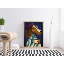 French Dog Coffee Wall Art Print – Stylish Dachshund Illustration, Cozy Morning Café Aesthetic, Whimsical Home Decor