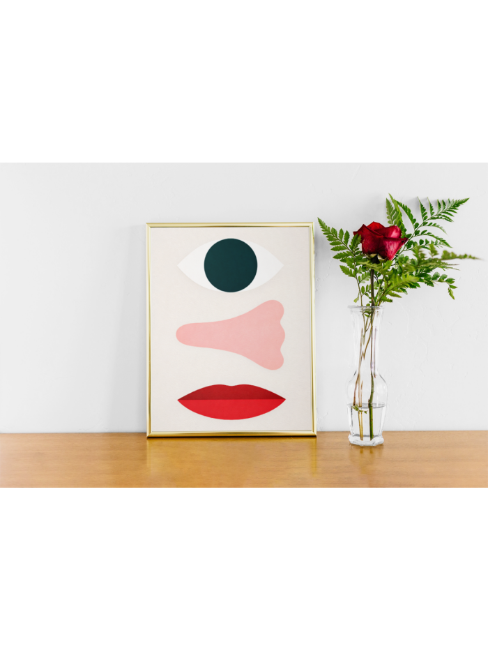 Minimalist Face Composition Abstract Modern Wall Art Print