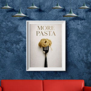 More Pasta Wall Art Print | Minimalist Kitchen Typography Illustration