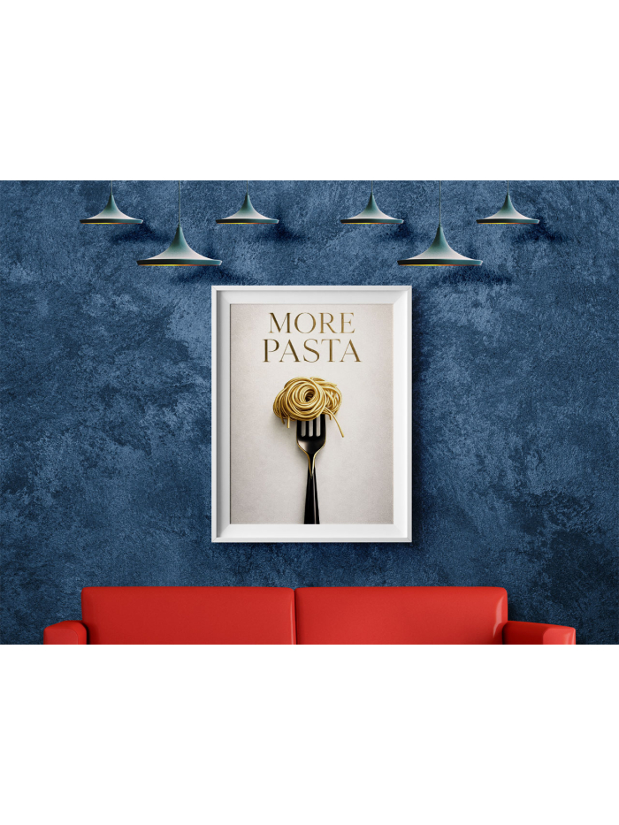 More Pasta Wall Art Print | Minimalist Kitchen Typography Illustration