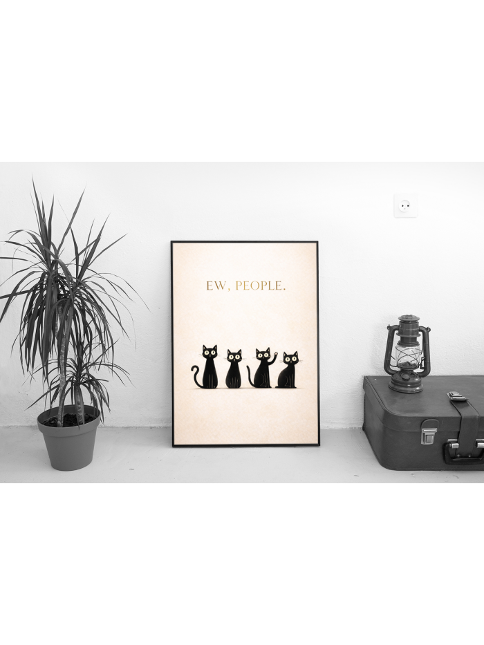 Ew, People – Minimalist Cat Illustration Wall Art Print