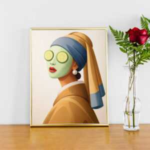 Modern Spa Portrait – Cucumber Mask Figurative Wall Art Print