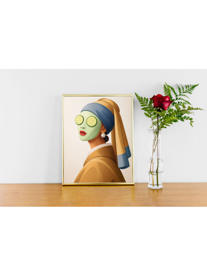 Modern Spa Portrait – Cucumber Mask Figurative Wall Art Print