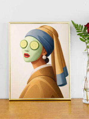 Modern Spa Portrait – Cucumber Mask Figurative Wall Art Print