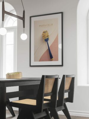 Pasta Club Wall Art Print – Minimalist Food Illustration with Fork