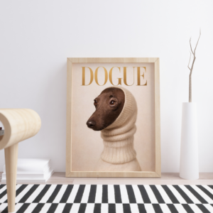 Dogue – Fashion Dog Portrait Minimalist Vogue‑Style Wall Art Print