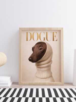 Dogue – Fashion Dog Portrait Minimalist Vogue‑Style Wall Art Print