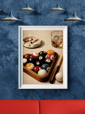 After the Break – Billiards Still Life Minimalist Wall Art Print