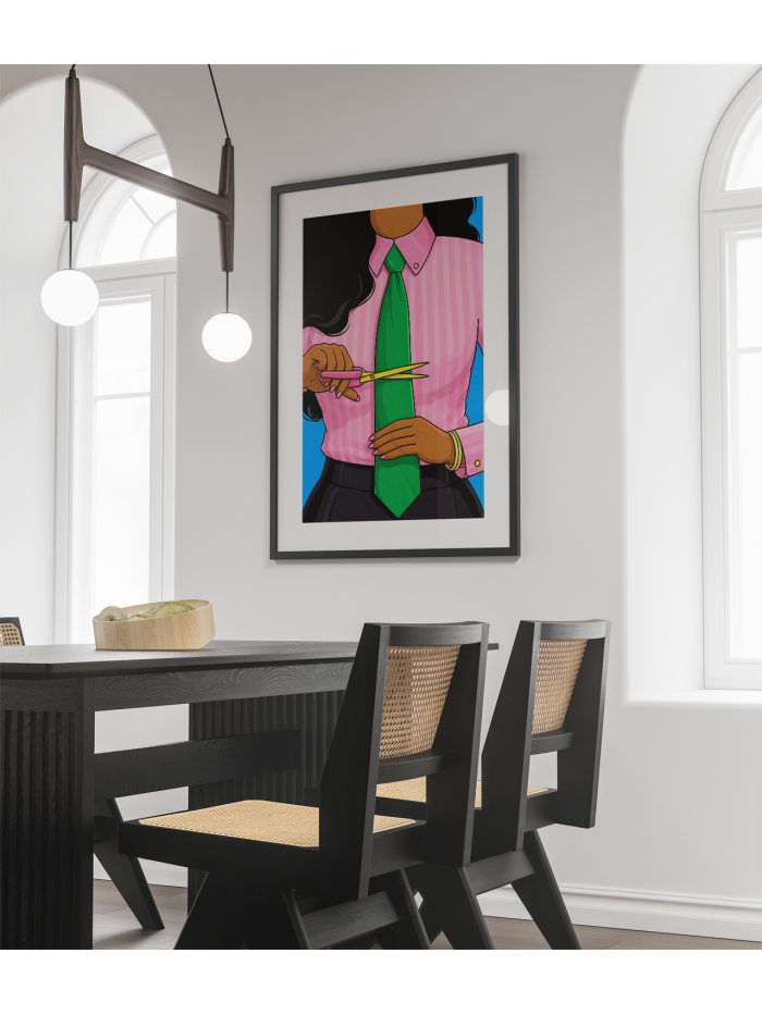 Cutting the Tie Conceptual Illustration Wall Art Print