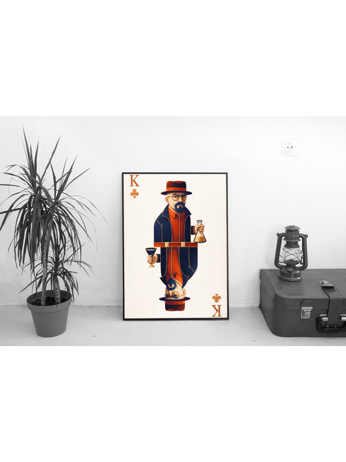 King of Clubs Chemist Illustration Playing Card Style Art Print