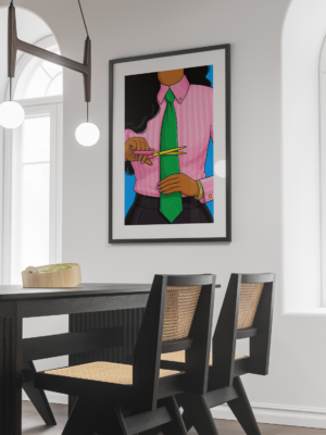 Cutting the Tie Conceptual Illustration Wall Art Print