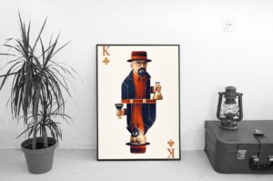 King of Clubs Chemist Illustration Playing Card Style Art Print