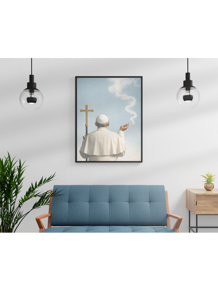 Holy Smoke Wall Art Print – Surreal Religious Satire Illustration