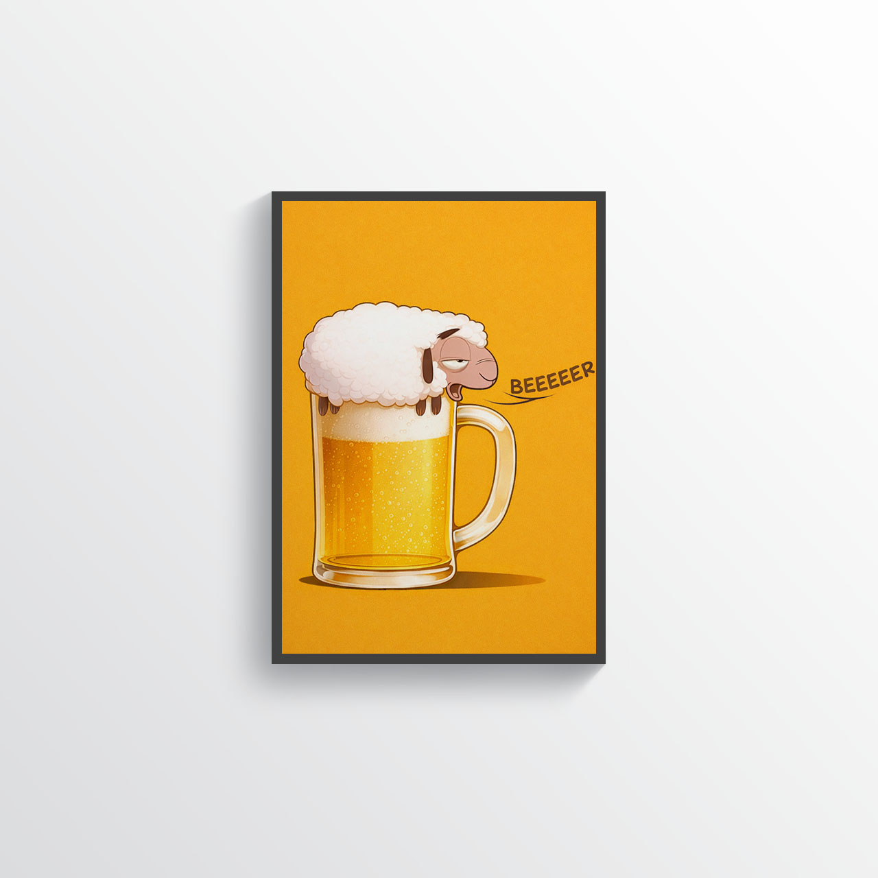 Beer Sheep Wall Art Print | Funny Beer Humor Illustration