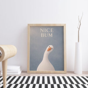 Nice Bum Goose Wall Art Print | Funny Minimalist Bathroom Humor