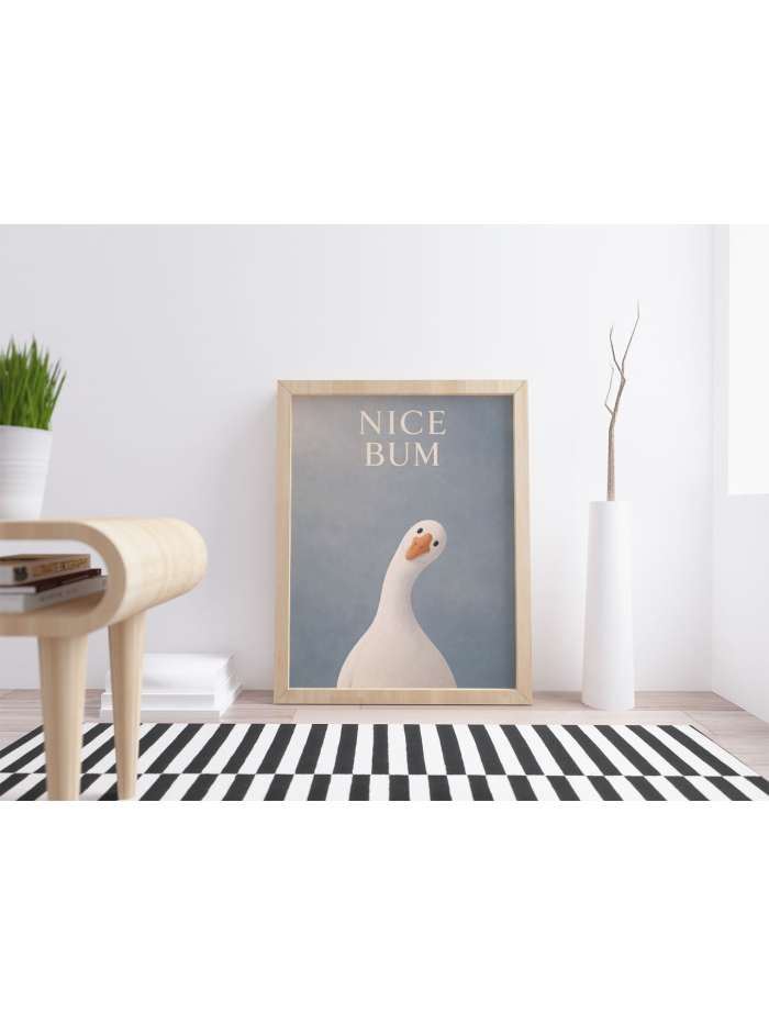 Nice Bum Goose Wall Art Print | Funny Minimalist Bathroom Humor