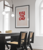 Kiss the Chef – Bold Red Typography Kitchen Wall Art Print
