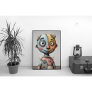 Stitched Smile – Surreal Patchwork Doll Portrait Wall Art Print