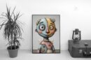 Stitched Smile – Surreal Patchwork Doll Portrait Wall Art Print