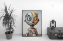 Stitched Smile – Surreal Patchwork Doll Portrait Wall Art Print