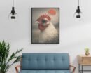 Cool Rooster Wall Art Print – Surreal Animal Portrait, Modern Humor Decor