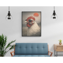 Cool Rooster Wall Art Print – Surreal Animal Portrait, Modern Humor Decor