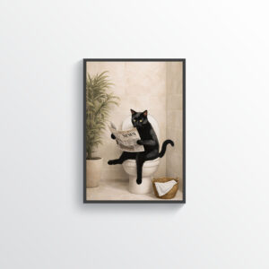 Cat on the Throne – Dark Humor Bathroom Wall Art Print