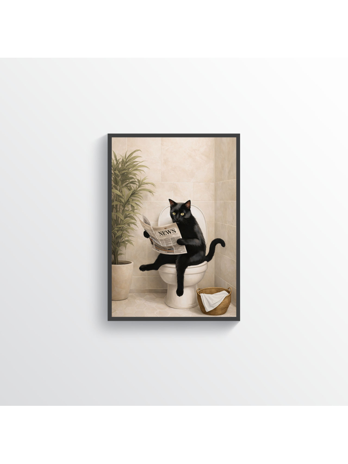 Cat on the Throne – Dark Humor Bathroom Wall Art Print