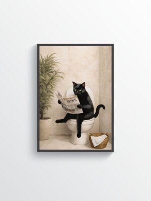 Cat on the Throne – Dark Humor Bathroom Wall Art Print