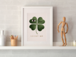 Lucky Me Clover Wall Art Print – Minimal Green Botanical Symbol of Luck and Positivity